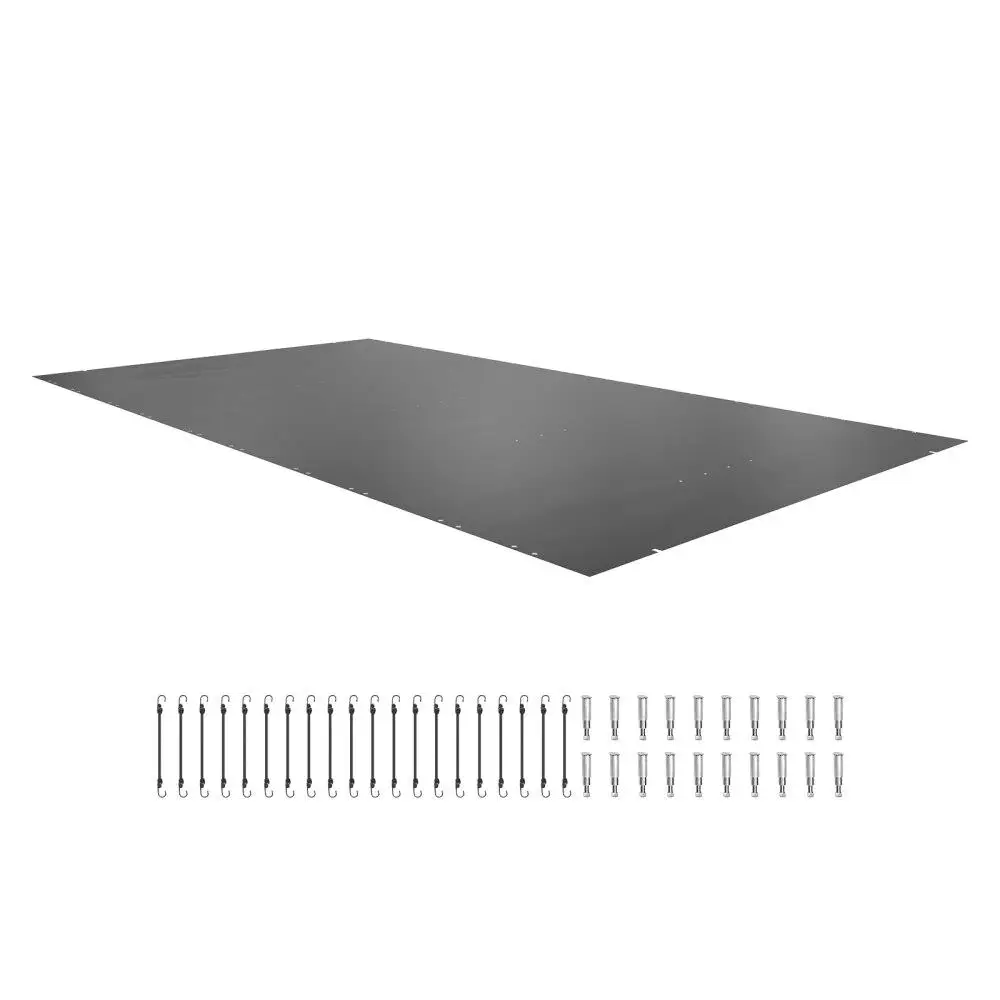 Cubierta de seguridad rectangular para piscina creciente, malla de 10,5x18,6 pies con orificios de drenaje, PVC, invierno, gris oscuro