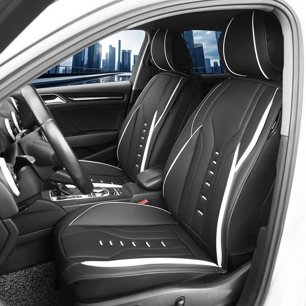 أغطية مقاعد السيارة الجلدية الفاخرة العالمية مجموعة كاملة من أغطية المقاعد الجلدية للفصول الأربعة لشاحنة سيارات الدفع الرباعي