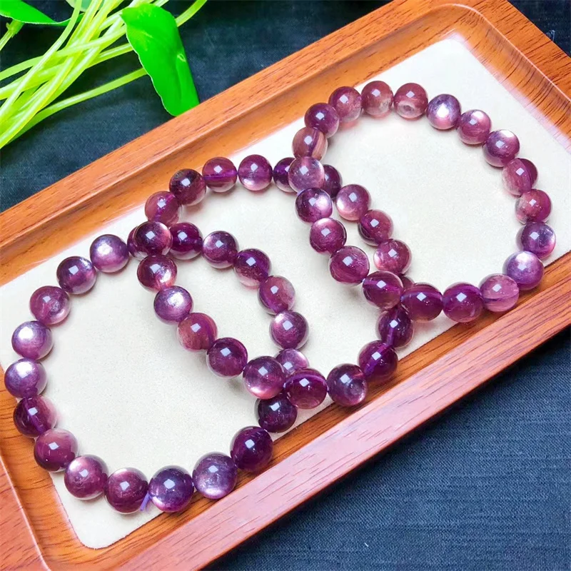 Natural Purple Lepidolite Bracelet Gemstone Round Bead Crystal Healing Gemstone Bracelet Jewelry Gift 1PCS 8/12MM