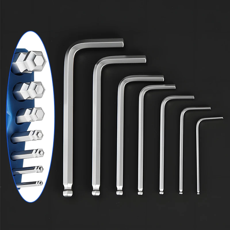 7Pcs Bike Hex Tool MTB Road Bike Repair Tool Kit Bicycle Hexagon Spanner Flat Ball Opening Wrench 1.5/2/2.5/3/4/5/6mm