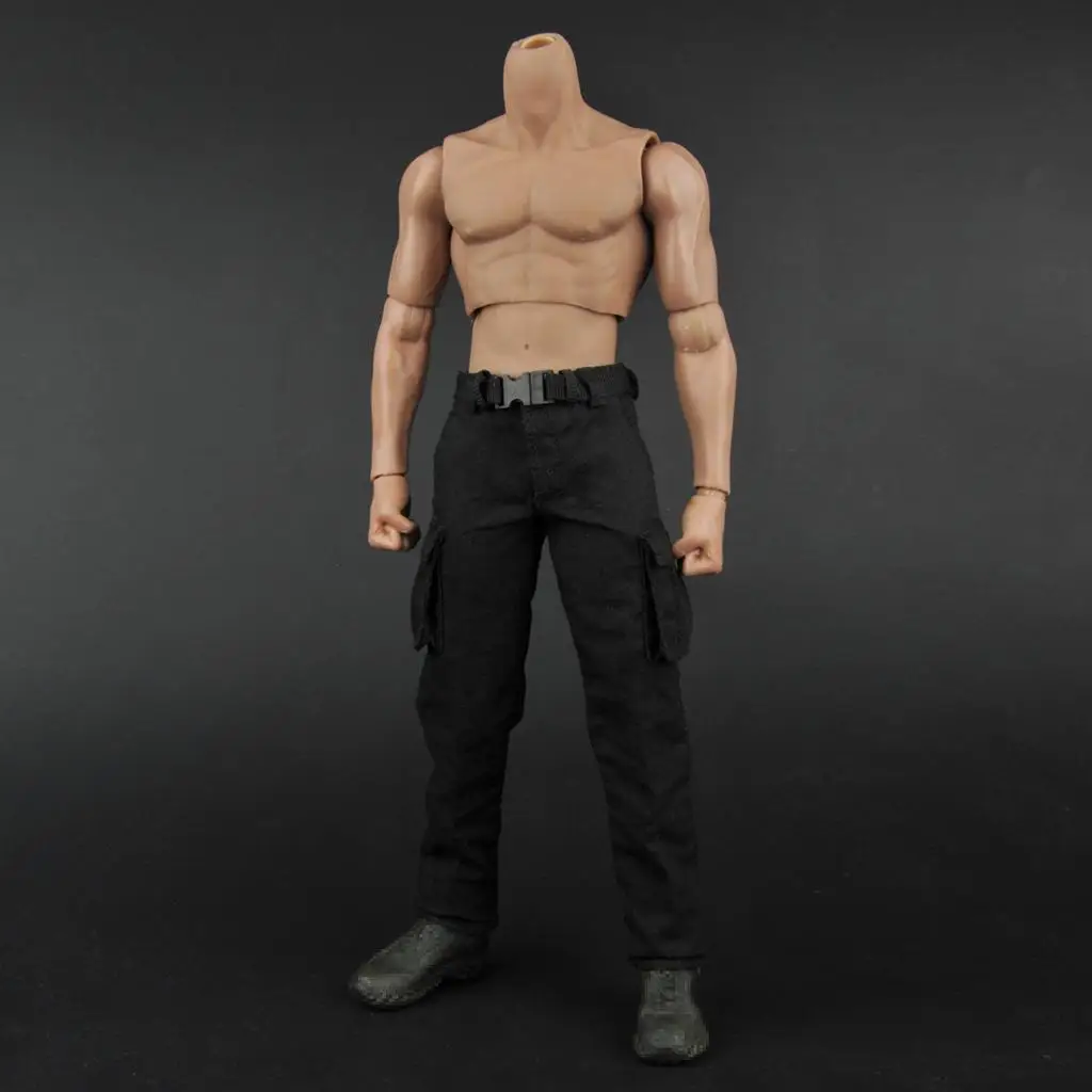 1/6 Mens Black Vest Pants Trousers Belt Set for 12'' Male Action Figure Body