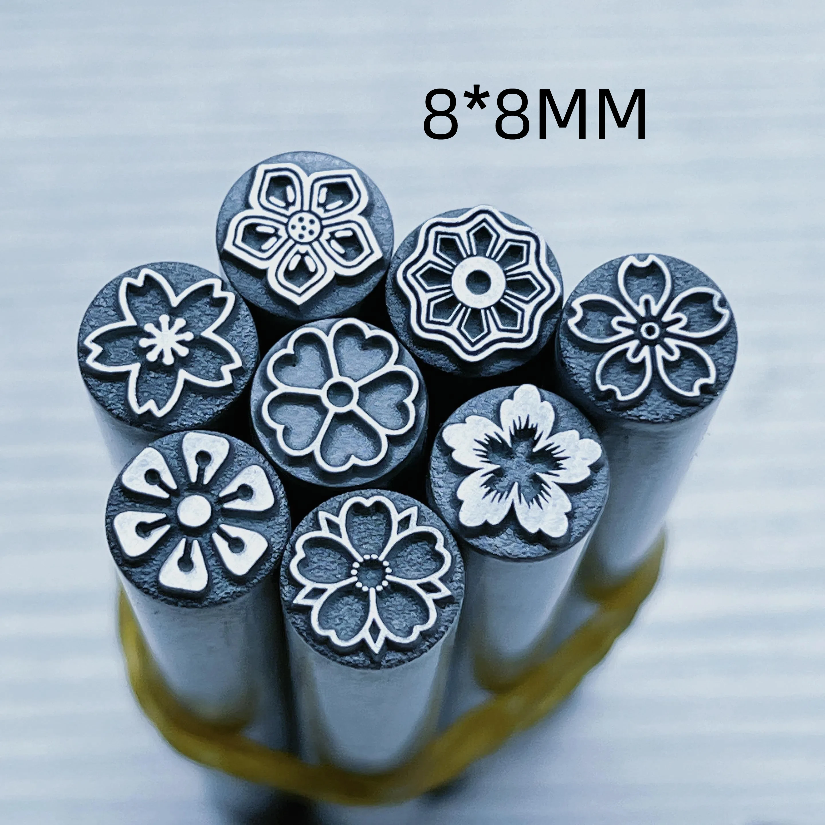 Flower Design Metal Stamps 7mm 8mm Jewelry Making Punch Steel Stamping Tool Beating Silver Leather Craft Punching