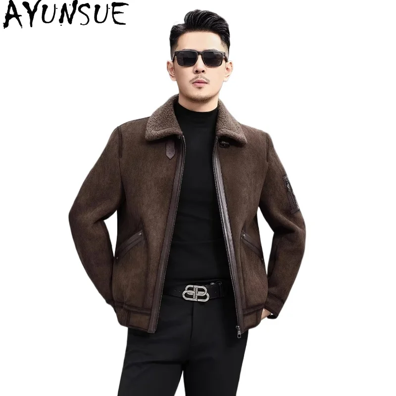 

AYUNSUE 100% Wool Coats for Men 2025 Autumn Winter Warm Wool Lining Jacket Man Clothing Short Motorcycle Woolen Coat Jackets