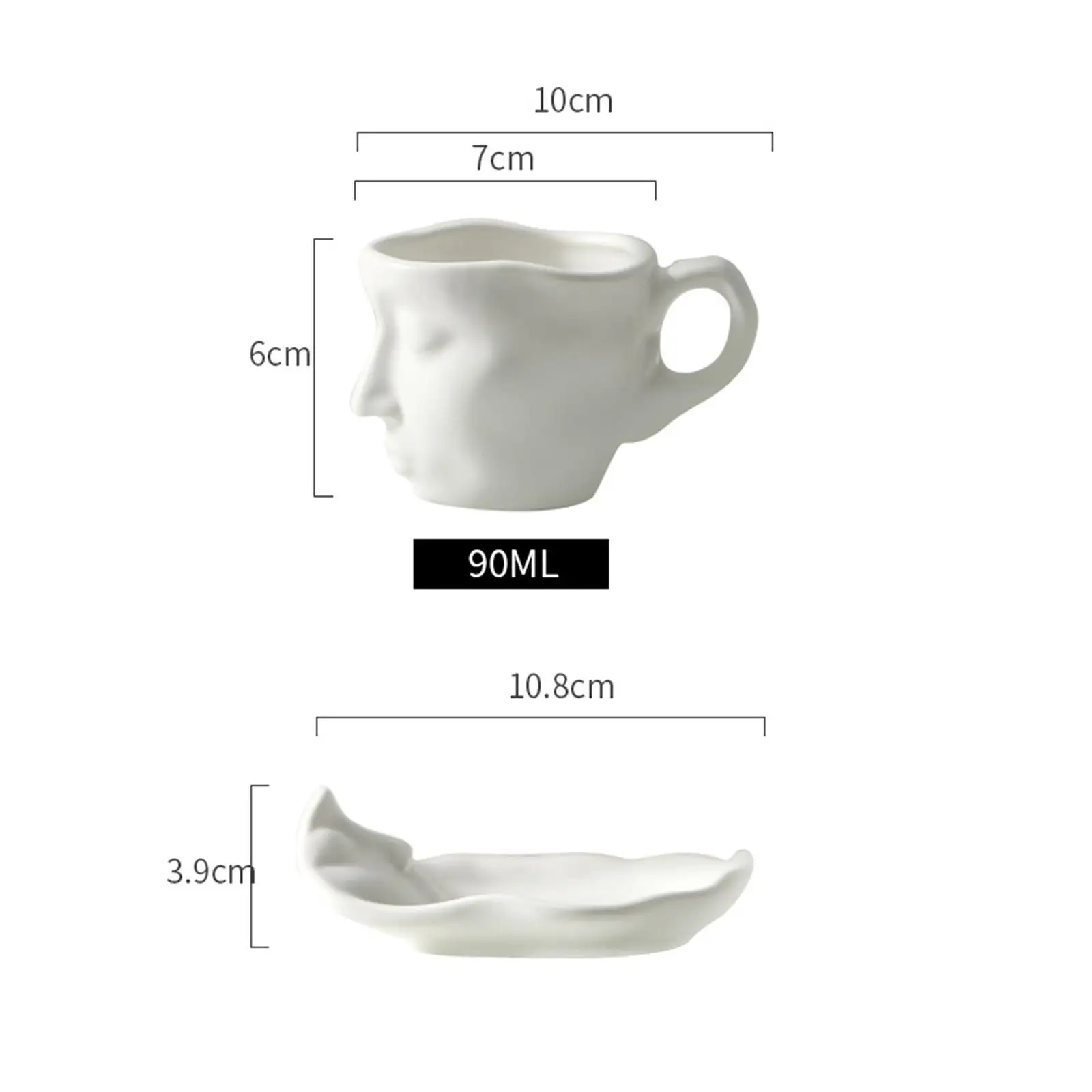 Tea Cup and Saucer Coffee Cup with Saucer Interesting with Handgrip, Coffeeware Cappuccino Cups Human Face Shape Mug
