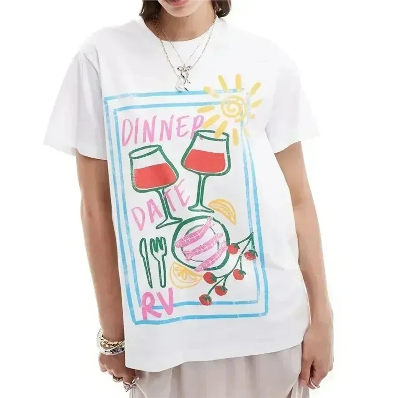 Harukyo Lake Life T-shirt, Y2k Women's T-shirt Top