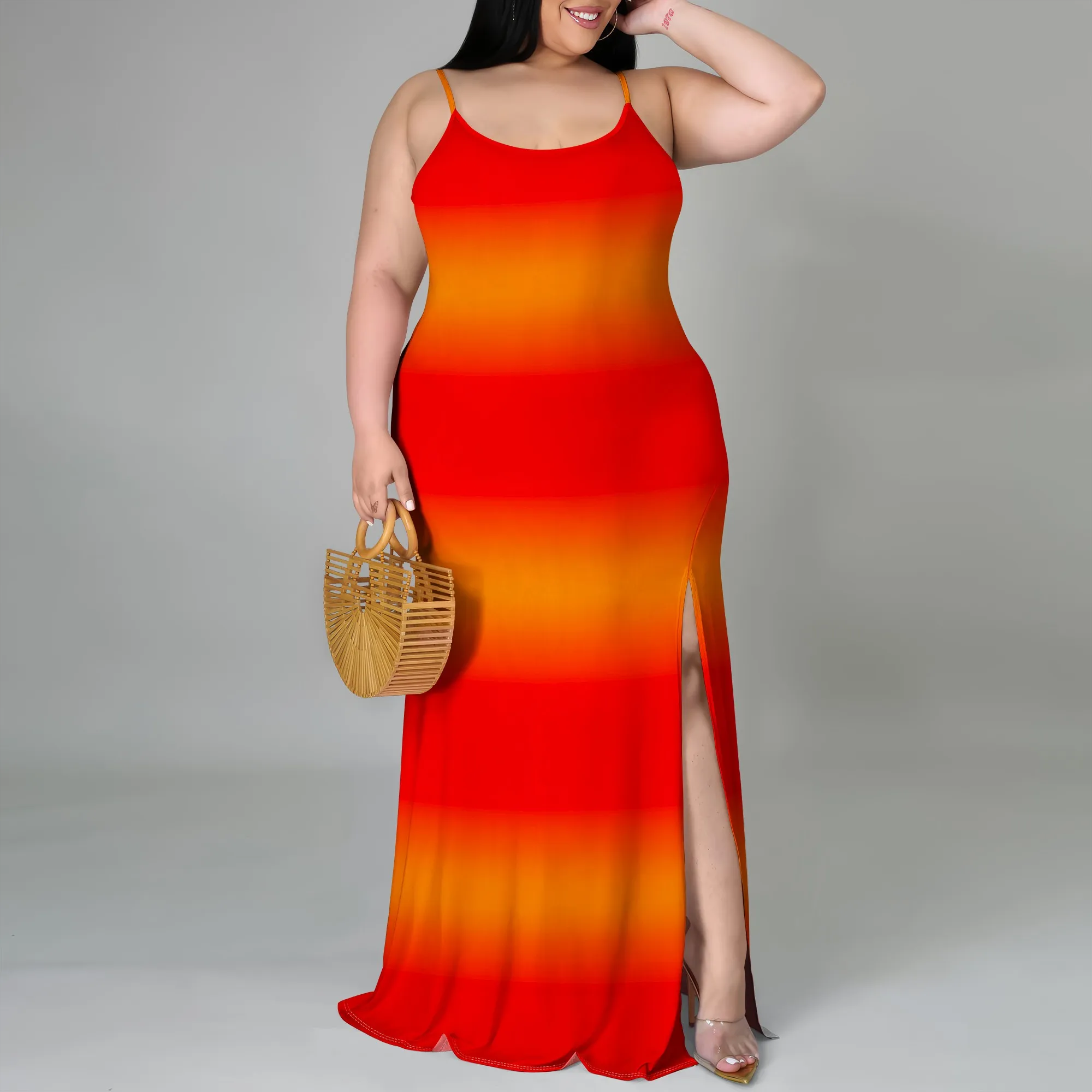 

Plus Size Ombre Maxi Dress XL-6XL Women's Summer Beach Split Sundress - Vacation Holiday Party Elegant Long Dress
