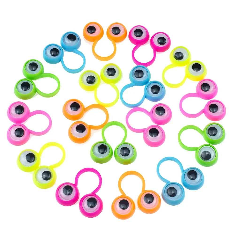 20pcs Creative Finger Eye Puppet Rings with Wiggly Eyes Toys Kids Birthday Party Favors Giveaway Presents Pinata Filler