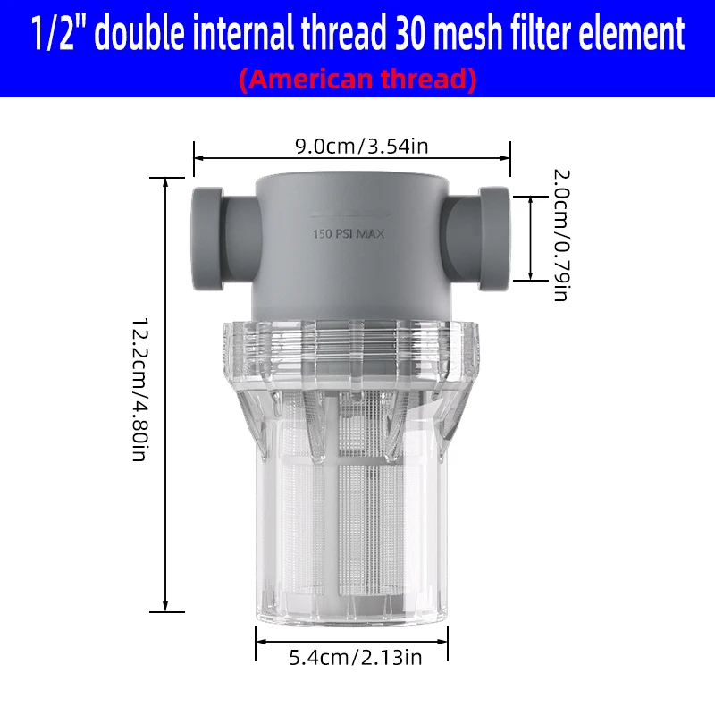 NPT Thread 304 Stainless Steel Filter Screen 80 Mesh Pre Filter Water Pump Filter 1/2 Inch 3/4 Inch 1 Inch Male Pipe Thread Filt