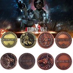 Game Residents Evils Commemorative Lion Statue Decryption Coins Keychain RPD Raccoon City Police Station Keyring Unisex Jewelry
