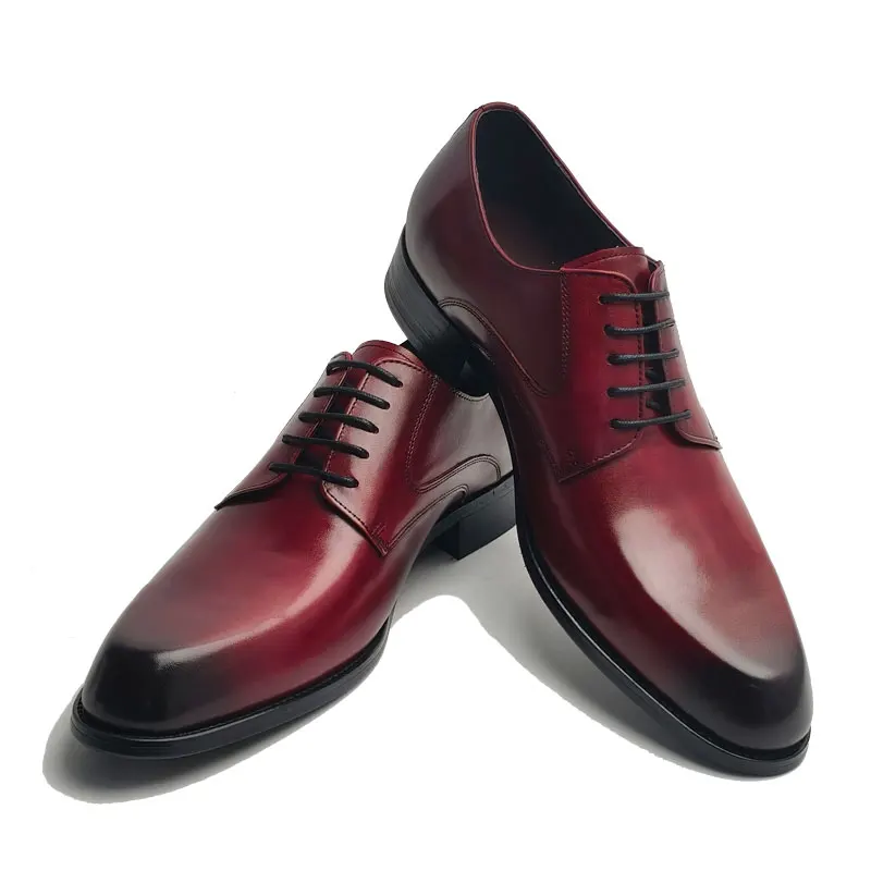 Popular Wedding Dress Leather Shoes Premium Quality Handmade Lace-up Genuine Leather British Style Oxfords Dress Leaher Man Shoe