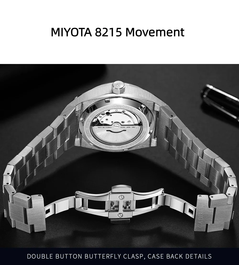 CADISEN Luxury Design 42MM Men Watches Japan MIYOTA 8215 Sapphire Glass Mechanical Automatic Watch Men 100M Waterproof