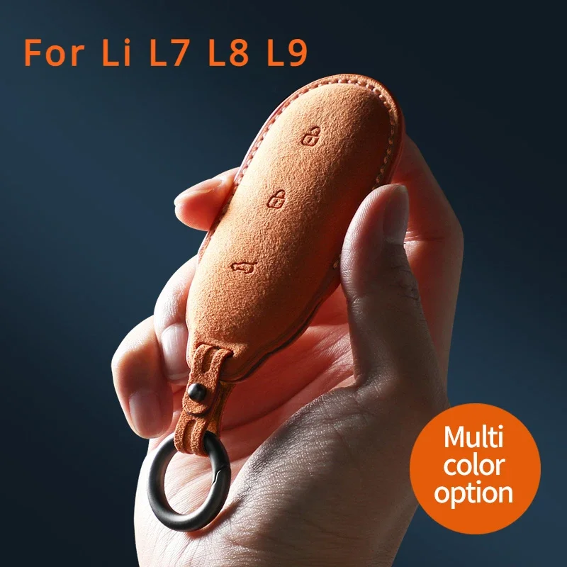 

For Li Lixiang L9 L8 L7 2023 2024 2022 Suede Remote Car Key Case Shell Keychain for Leading Ideal Li L7 L8 L9 Leather Key Case