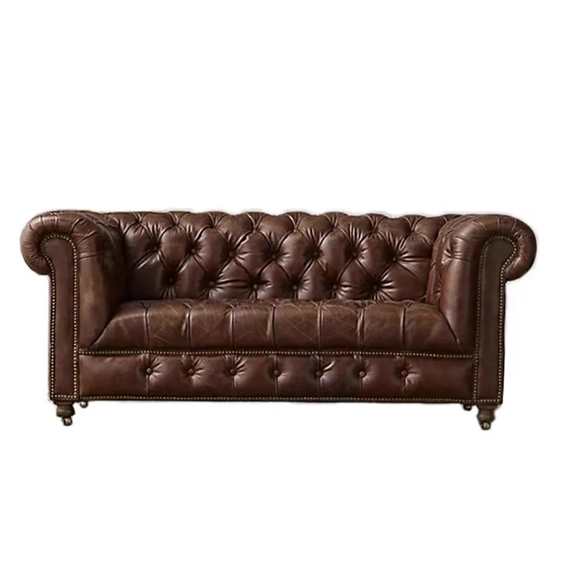 

American leather sofa, retro old sofa