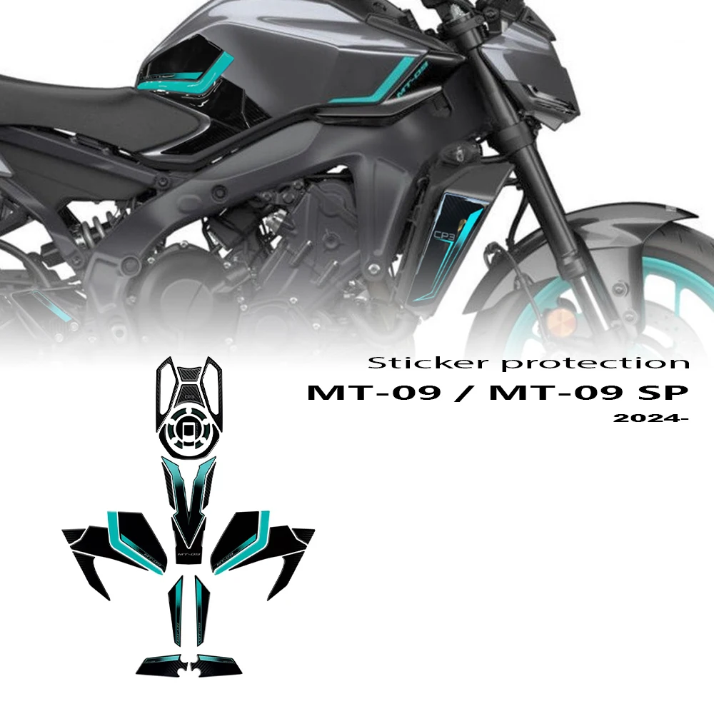 

For MT 09 MT-09 2024 2025 Tank Pad 3D Motorcycle Side Protectors Tank Accessories Sticker Kit