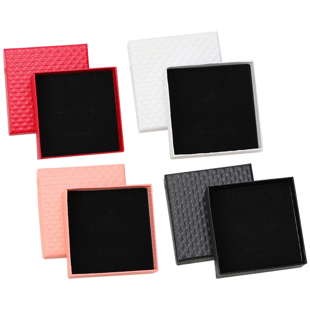 

4Pcs Jewelry Box Cardboard Paper Simple Design Portable Organizer for Ring Earring Necklace Storage Cardboard Jewelry Box