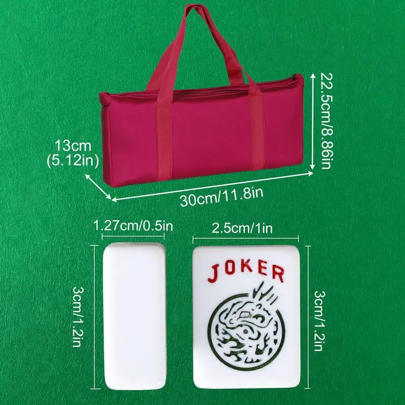 Mahjong Tile Set Small Mahjong Set With Carrying Bag Beautiful Portable Mah Jongg Play With Rulers Dices Playing Learning Tool