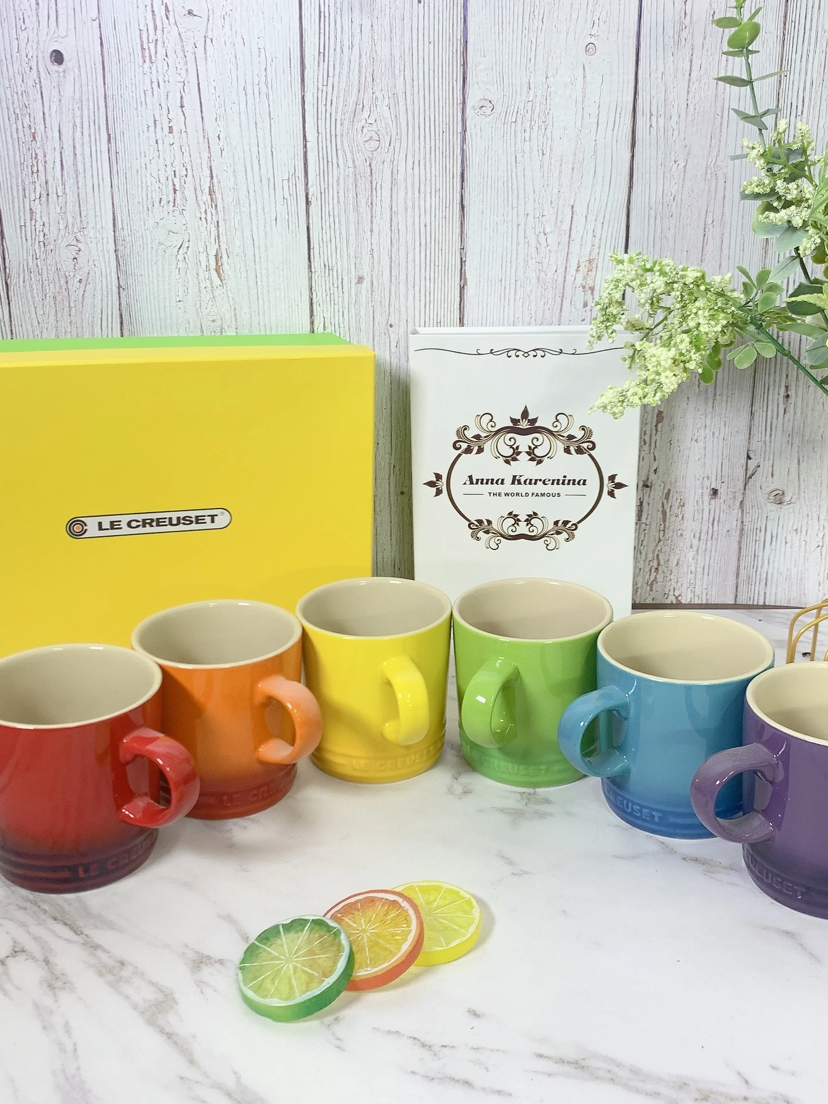 

Le Creuset Cool Color Rainbow Ice Cr Milk Cup Couple Mugs 6-Piece Set Gift Box Cerc adient Sle Daily Use Cups