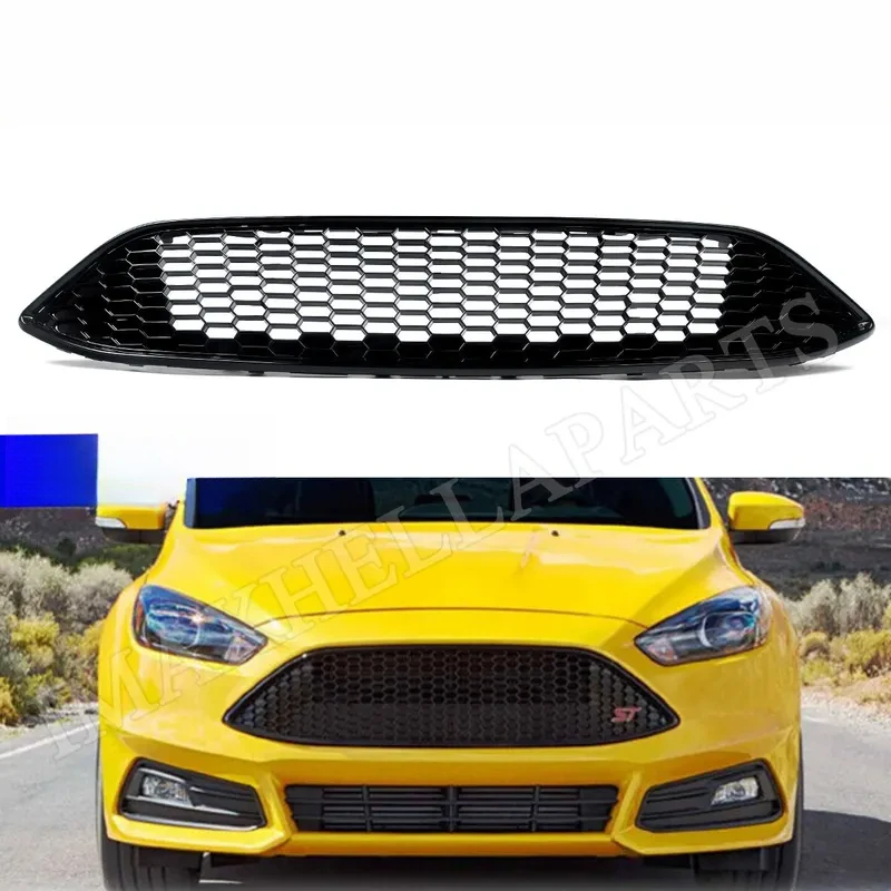 

Front Grille Bumper Grid For Focus MK3 Facelift 2015 2016 2017 2018 ST Line Honeycomb Saloon Gloss Black Grille