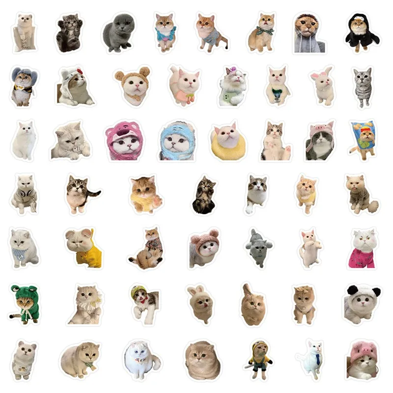 100pcs Cute Cats Meme Stickers Animal Cartoon Graffiti Decal for DIY Scrapbooking Suitcase PhoneScrapbook Skate Laptop Bike
