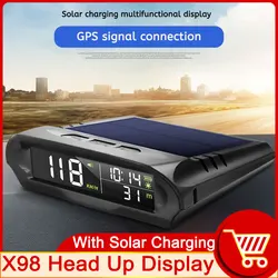 X98 Auto GPS Speedometer With Solar Charging Head Up Display Car Smart Digital Alarm Reminder Meter Electronics customized