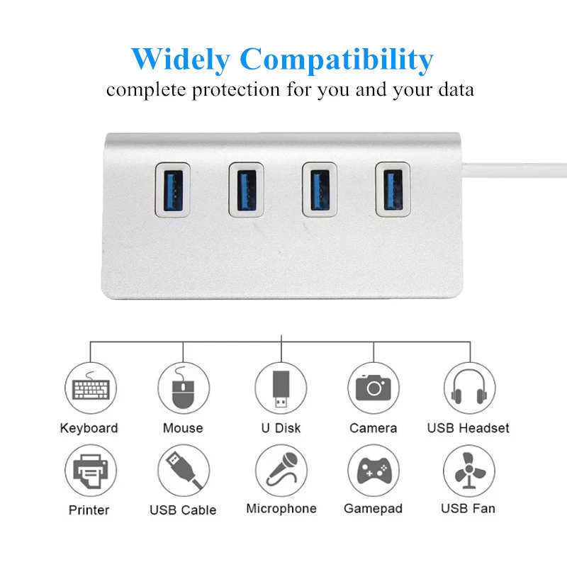 Hub Usb 3.0 in alluminio 4 porte adattatore Multi Splitter ad alta velocità Expander Computer portatile Pc Office Hub fino a 5Gbps accessori