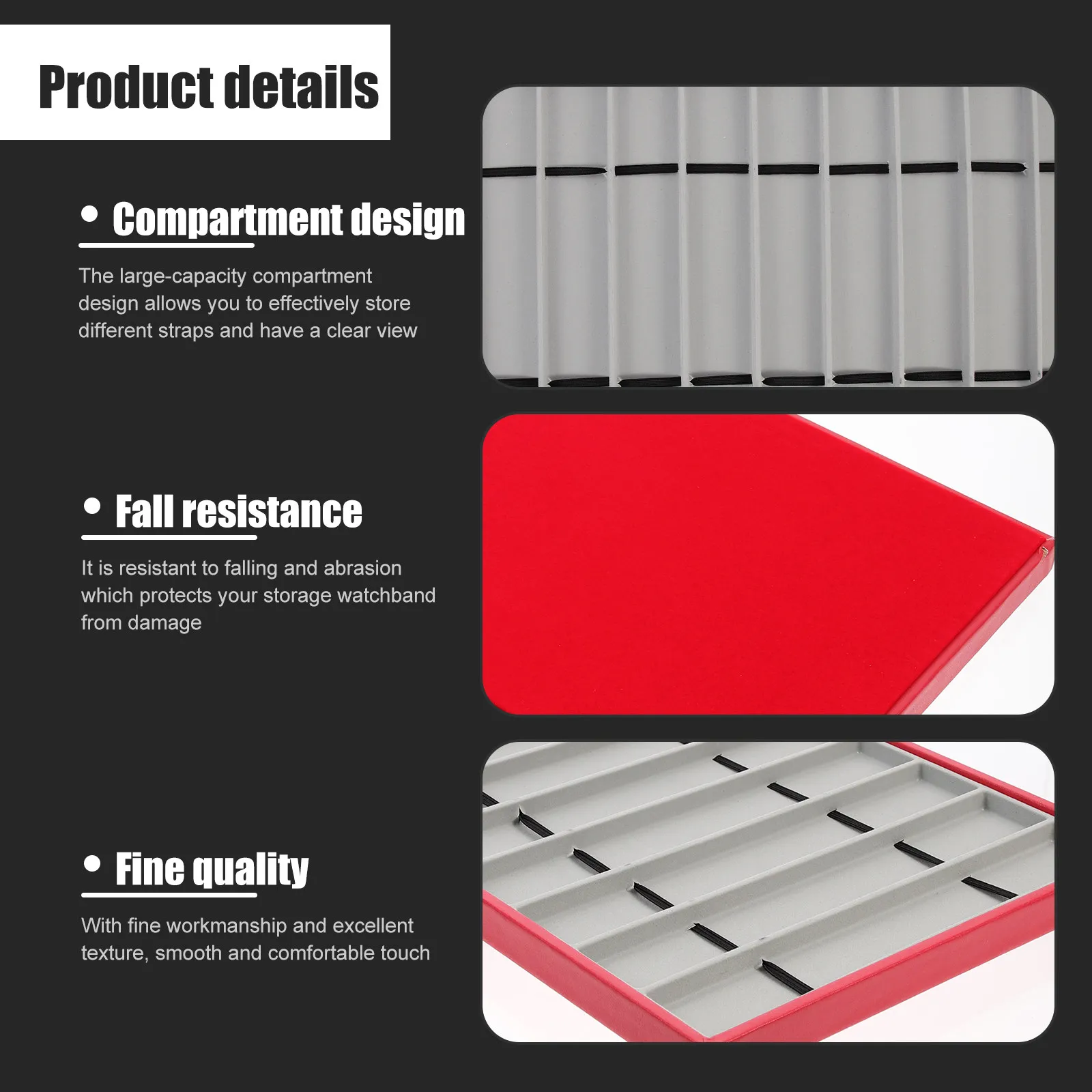 

Delicate Watchband Tray Organizer Resistant to Falling Abrasion Simple Generous Design Practical Durable Gift for Collectors