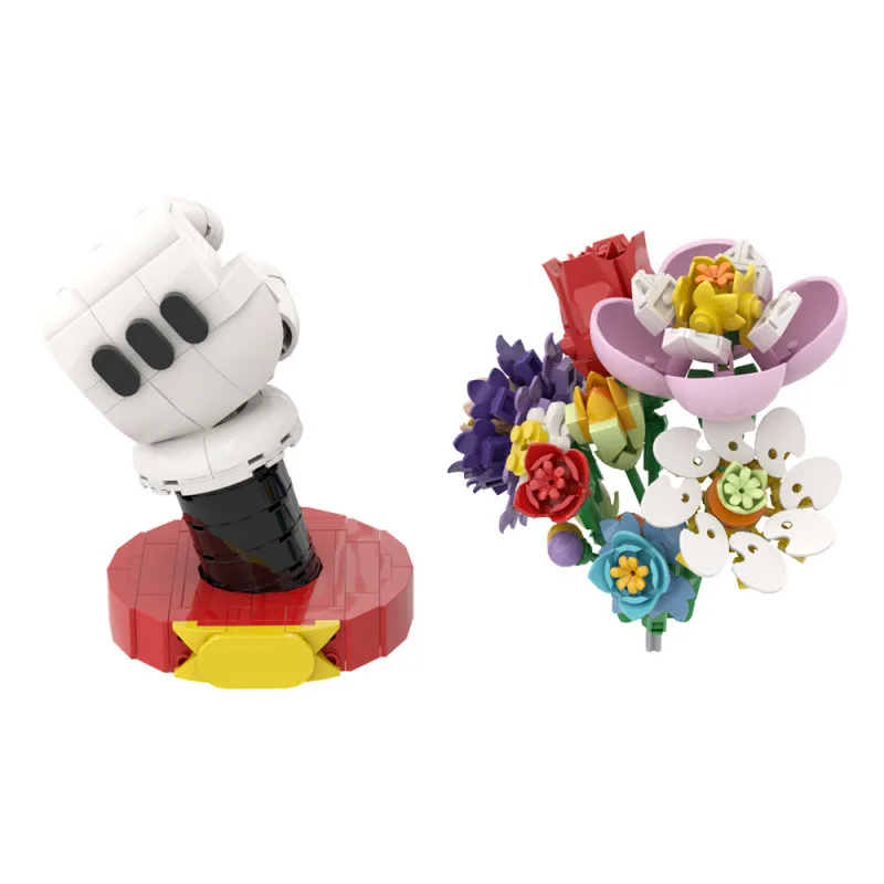 

Mickey's Multi Head Rose Bouquet Building Block Assembly Decoration Ornament, Small Particle Puzzle Assembly Building Block Toy