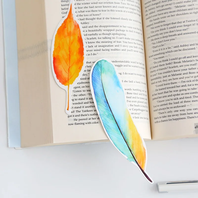 30pcs/Pack Cute Creative Colorful Feather Paper Bookmark Stationery Bookmarks Book Clip Office Accessories School Supplies