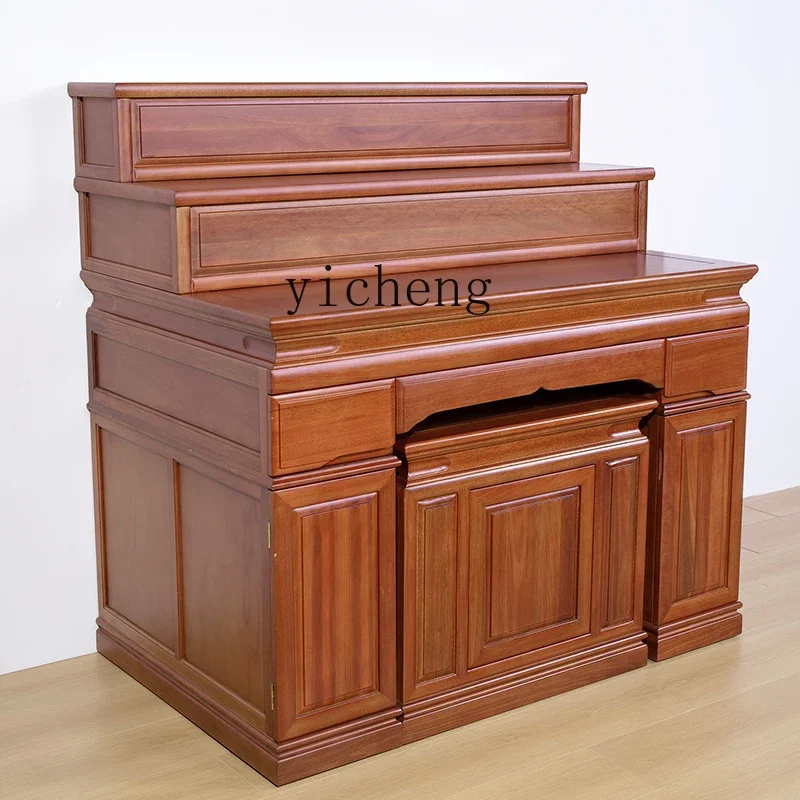 Household Stepped Buddhist Shrine Cabinet Three-layer Solid Wood New Chinese Simple Buddhist Altar Middle Hall TableD17
