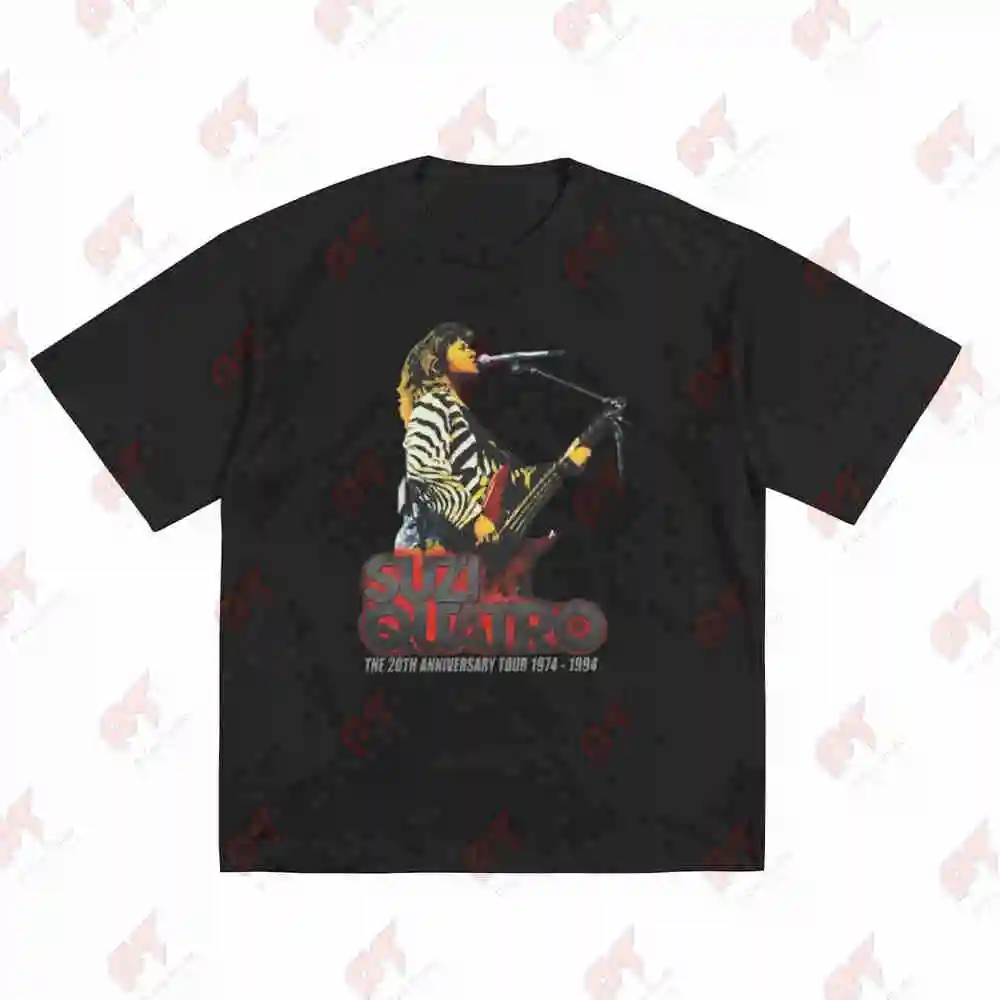 Vintage 90s Suzi Quatro 20th Anniversary 1994 The Pleasure Seekers American Music Detroit Bassist Rock Short Sleeve Tee 100% Cot