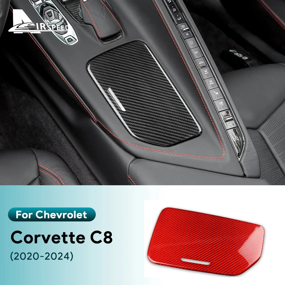 Real Hard Carbon Fiber Sticker For Chevrolet Corvette C8 2020 2021 2022 2023 Central Control Gear Water Cup Interior Accessories