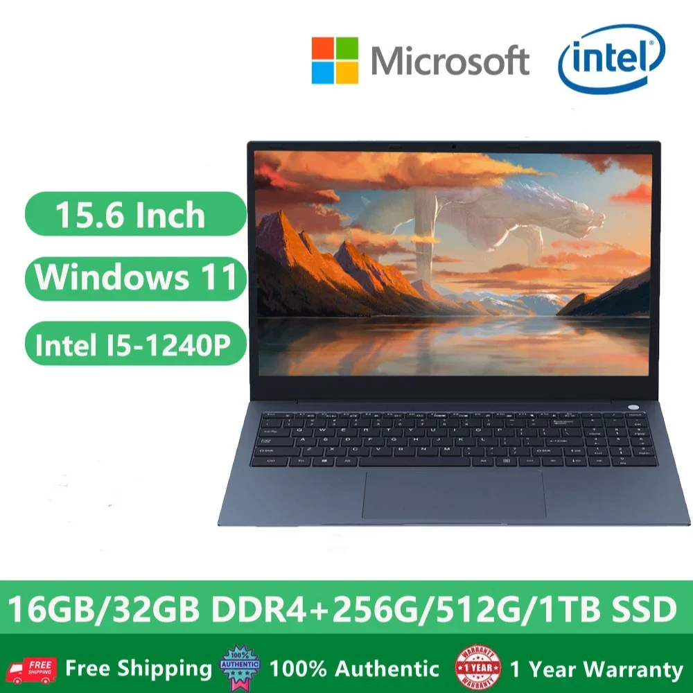 2024 Business Laptops 12 Cores 12th Gen Gaming Notebooks Windows 11 Computer PC Intel I5-1240P 32GB RAM +2TB RJ45 WiFi netbook
