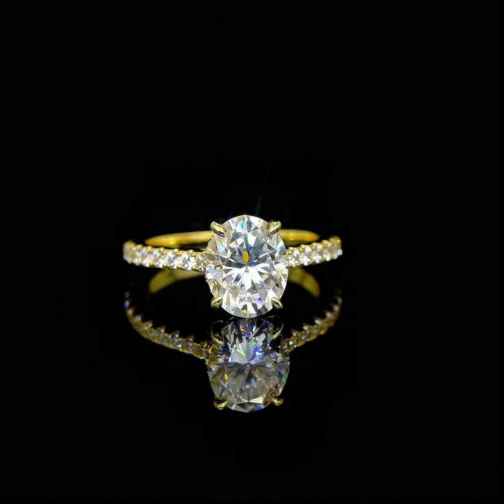 3CT البيضاوي قطع مويسانيتي الدائري للنساء 925 فضة خمر المشاركة الزفاف وعد الفرقة فنجر مجوهرات معتمد الدائري