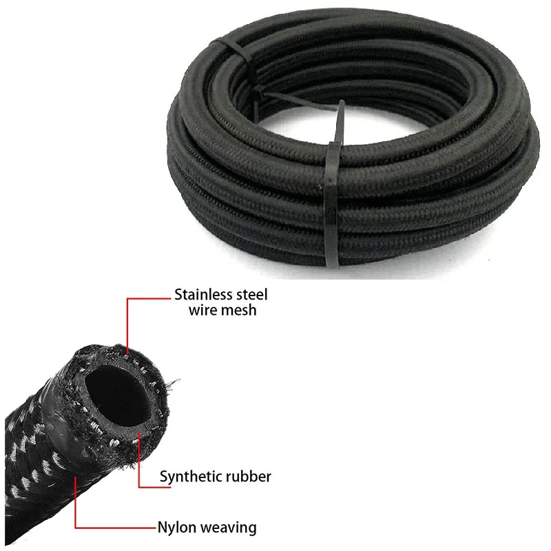 1M-8M AN4 AN6 AN8 AN10 Universal Car Oil Gas Cooler Fuel Hose Tube Clamp Suit Nylon Stainless Steel Braided Inside CPE Rubber