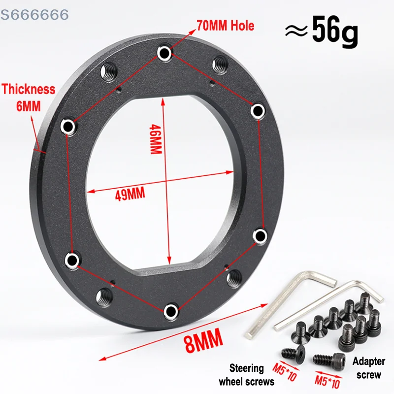 

70mm Hole Spacing CNC Aluminum Quick Release Plate; Perfect Fit for Fanatec QR1/QR2 Steering Wheels.