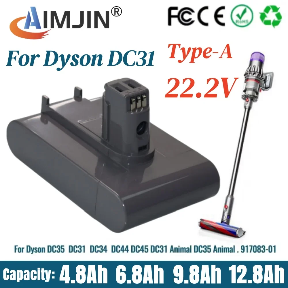 

NEW Original Replacement 22.2V 4.8/6.8/9.8/12.8Ah DC31 Type-A Battery for Dyson DC31 DC31B DC35 DC44 DC45 Handheld Power Tool Ba