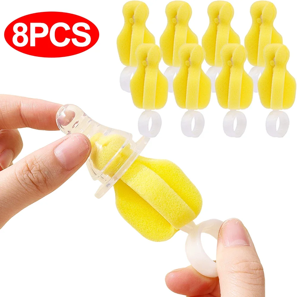 8/1Pcs Baby Bottle Brush Nipple Pacifier Cleaner 360 Degree Rotating Yellow Spong Cup Glass Cleaning Tool Feeding Bottle Brushes