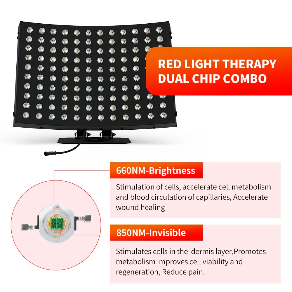 Suyzeko Red Light Therapy Lamp Full Body 850nm Infrared LED Device with Stand 120W High Power Panel for Skin Beauty Pain Relief