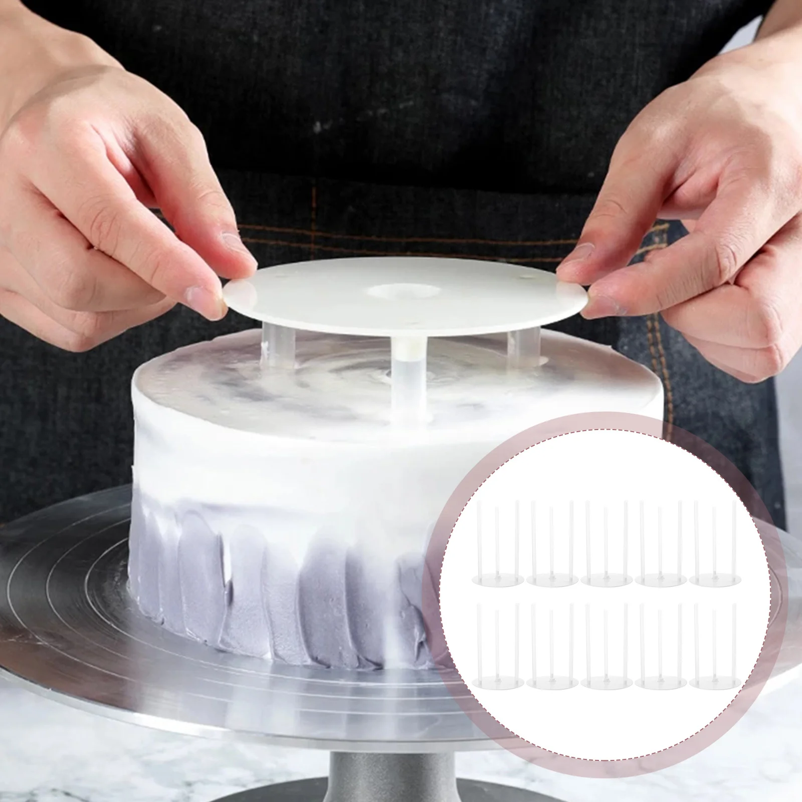 

10 set Cake Piling Support Bracket Plastic Multi-Layer Cake Stand Diy Baking Supplies Tier Supports Dessert Display Bracket