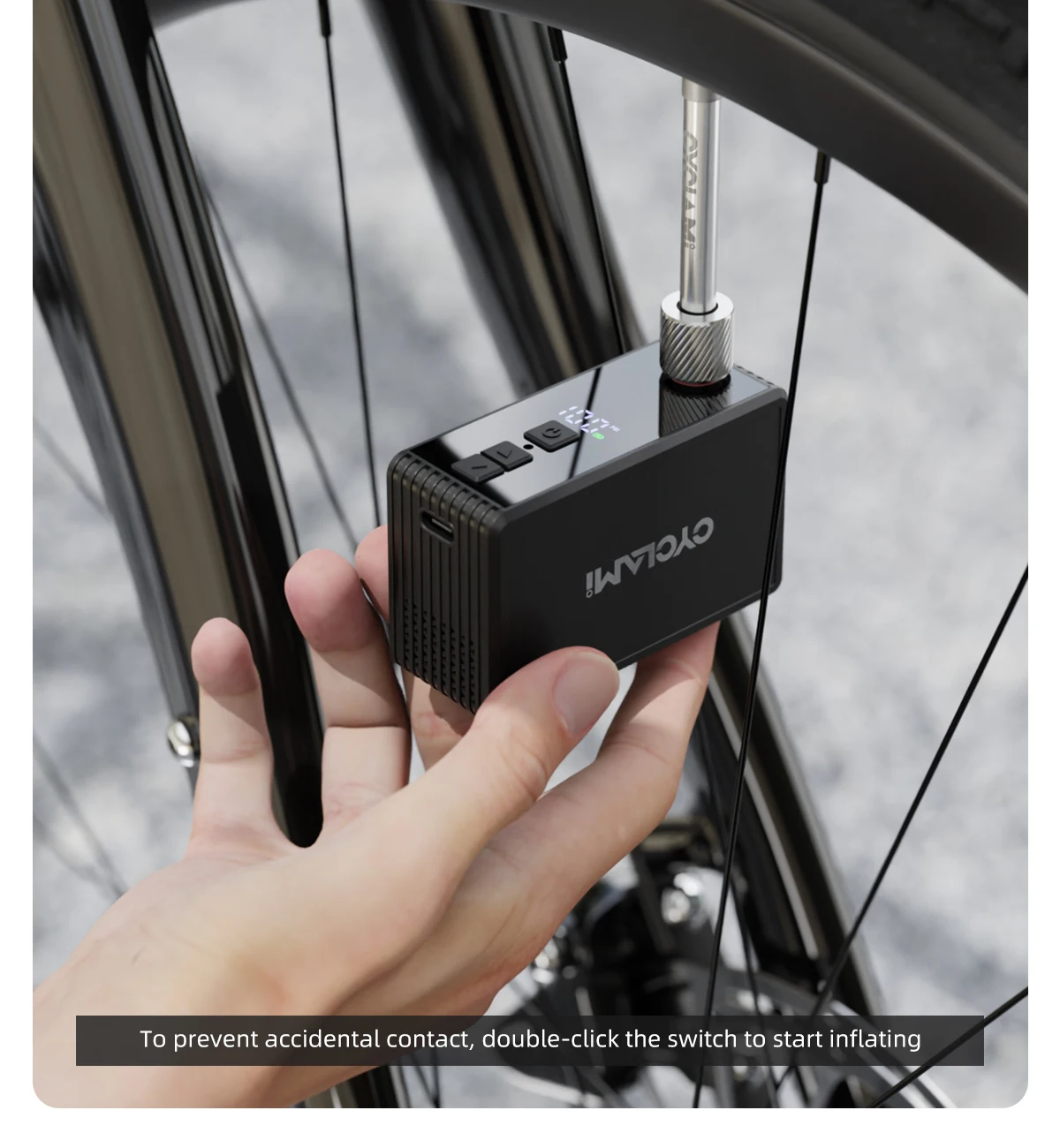 130 PSI Fahrrad Automatische Elektrische Luftpumpe Outdoor Tragbare Reifen Inflator Fahrrad Reifendruck Display FV AV CYCLAMI AM6 Pro – Detail 7