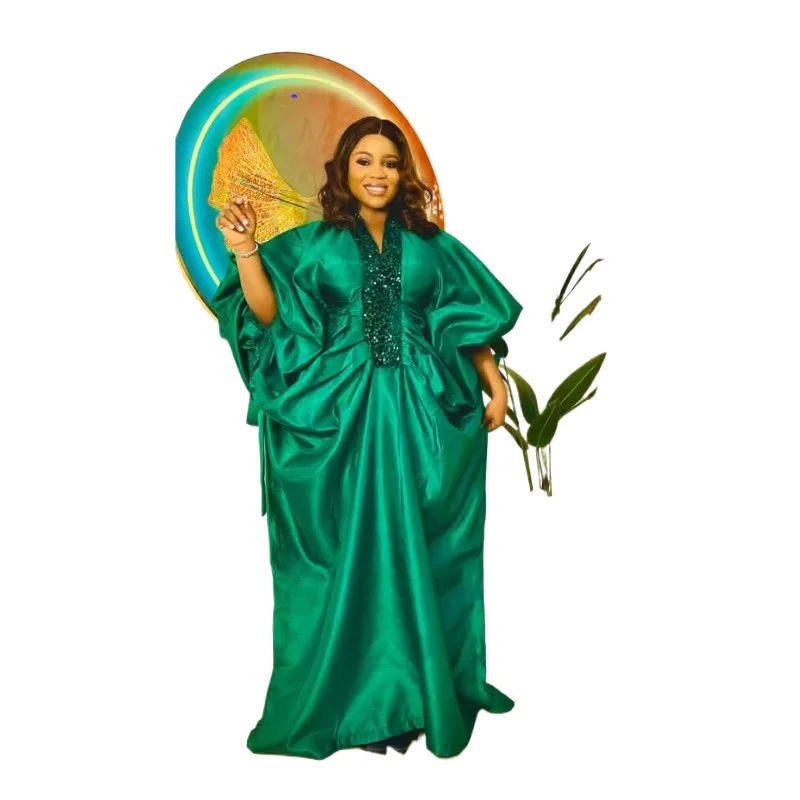 Robes africaines élégantes et brillantes pour femmes, ensemble une pièce en dentelle à l'intérieur, vêtements traditionnels africains, Dashiki longs et amples