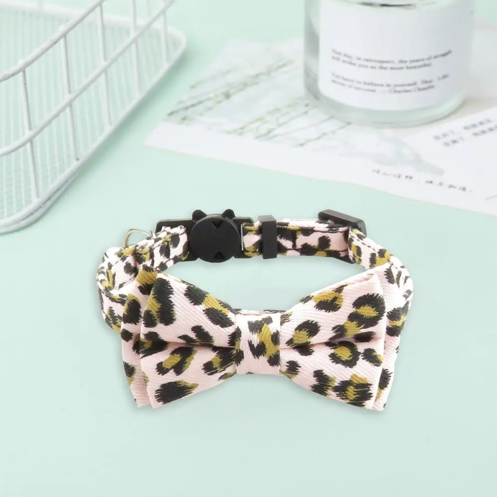 Elegant Pet Collar Stylish Leopard Print Pet Collar with Bow Tie Bell for Cats Small Dogs Adjustable Lightweight for Fashionable