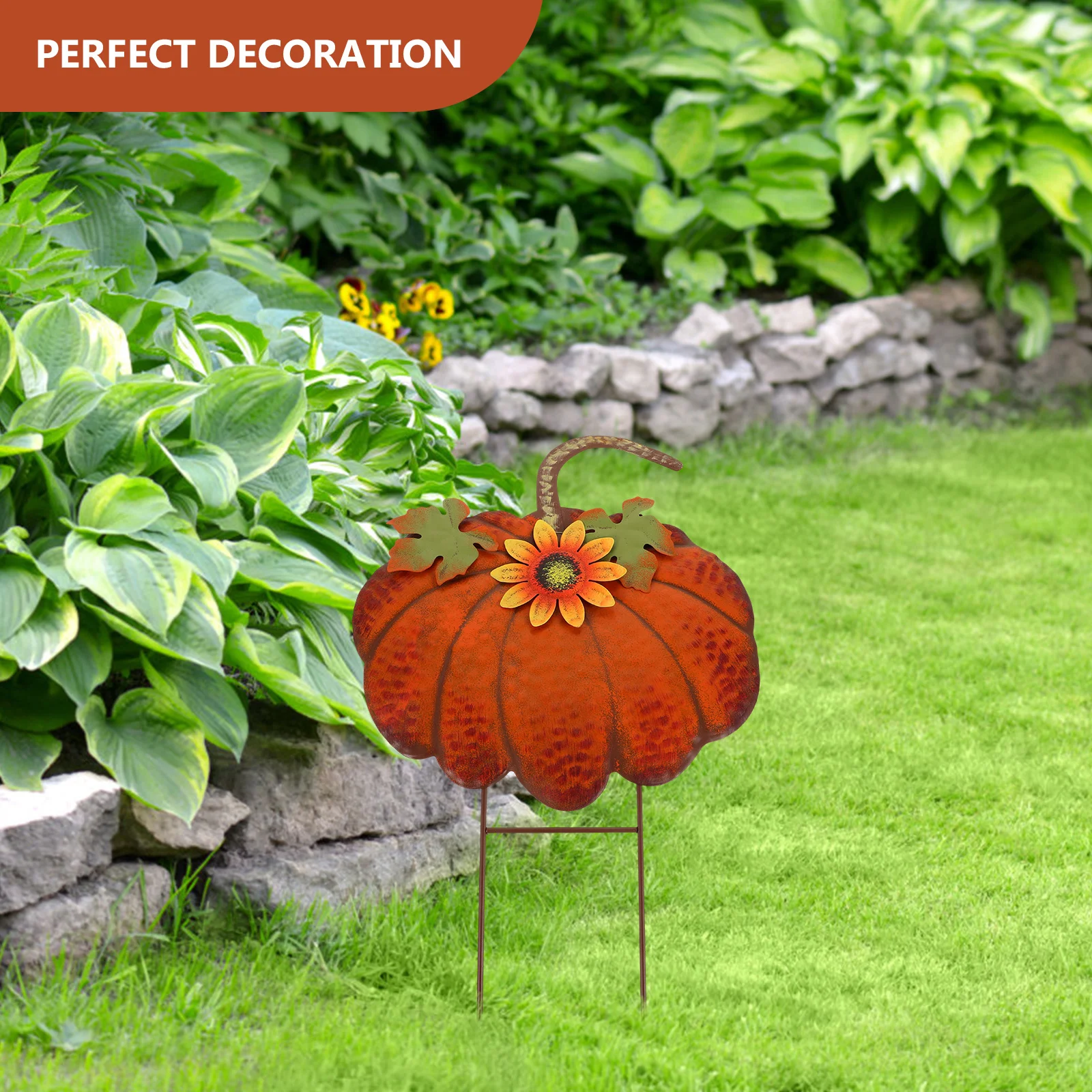 

Желтый тыквенный знак двора, прочный садовый кол, украшение на лужайку на День Благодарения, декор для вечеринки, садовый кол, уличный знак