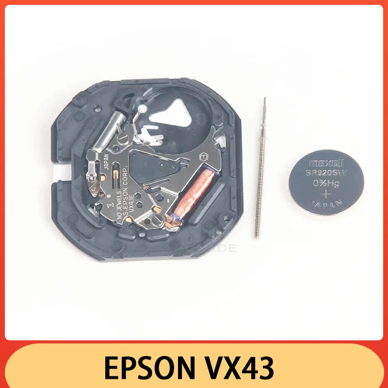 EPSON-Mouvement à quartz double calendrier VX43E, pièces à 3 aiguilles avec batterie, haute qualité, nouveau et original, Japon