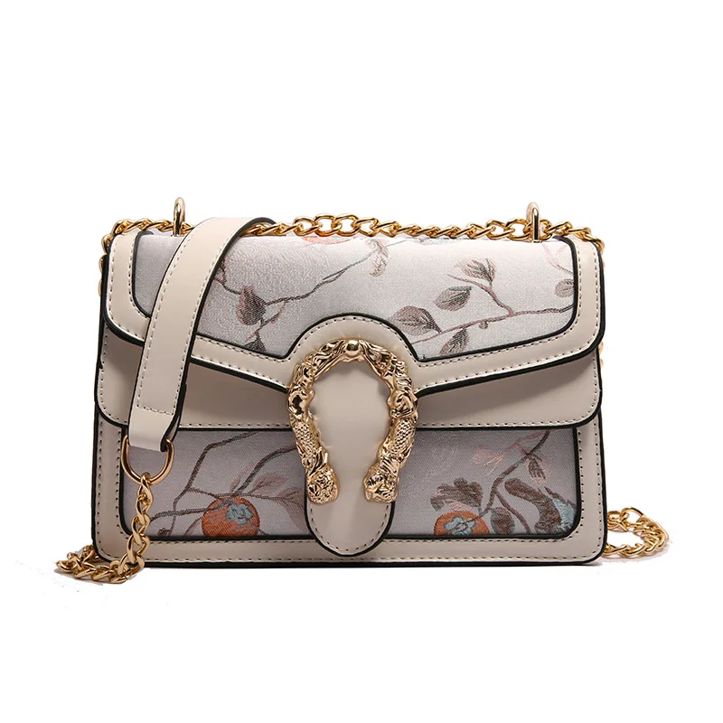 

Luxury Embroidered Small Square Bag - Women's Chic Chain Bag, Crossbody/Shoulder with Exquisite Stitch Detail