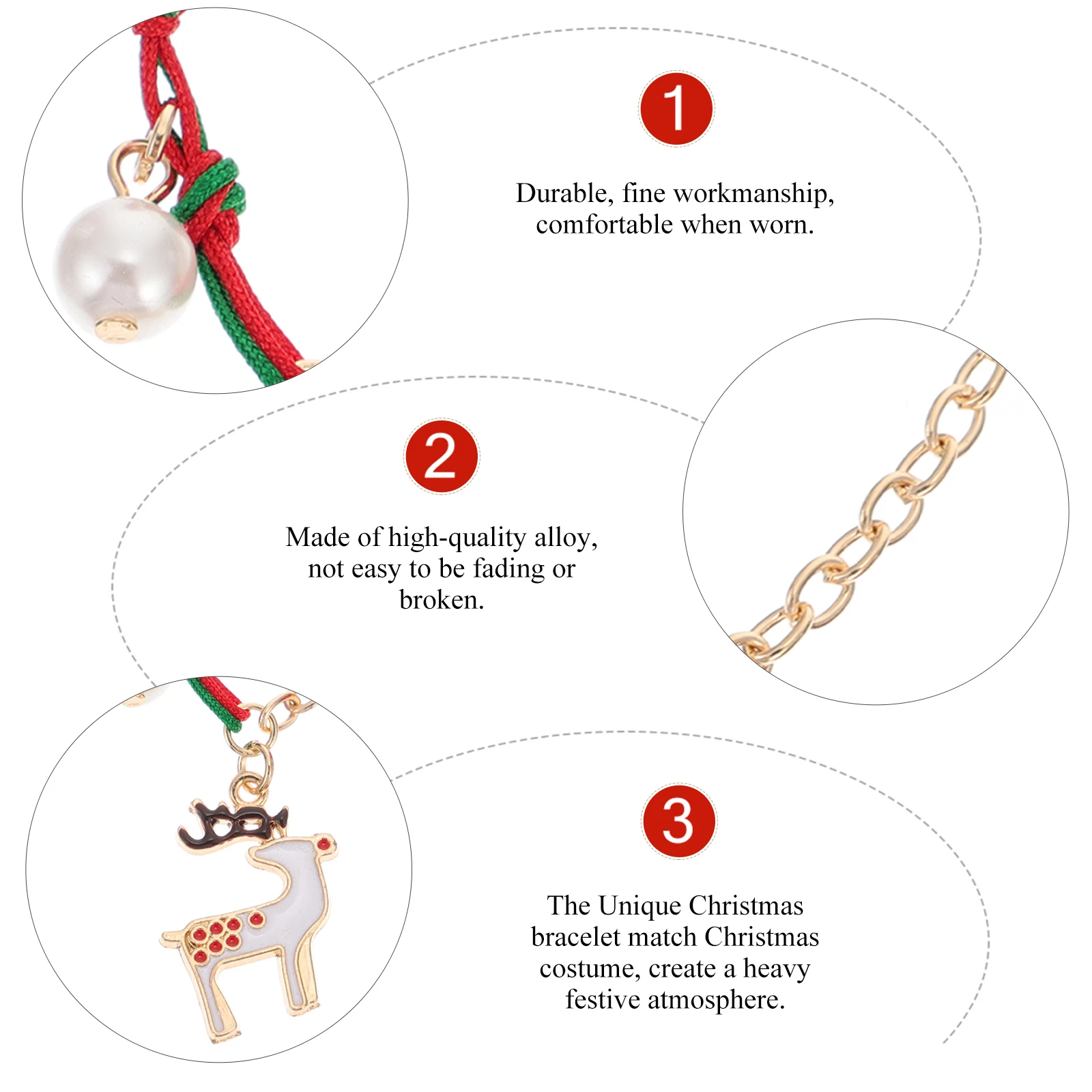 

2 Pcs Elk Bracelet Ornaments Christmas Decoration with Pendants Girl Charm Wrist Alloy Party