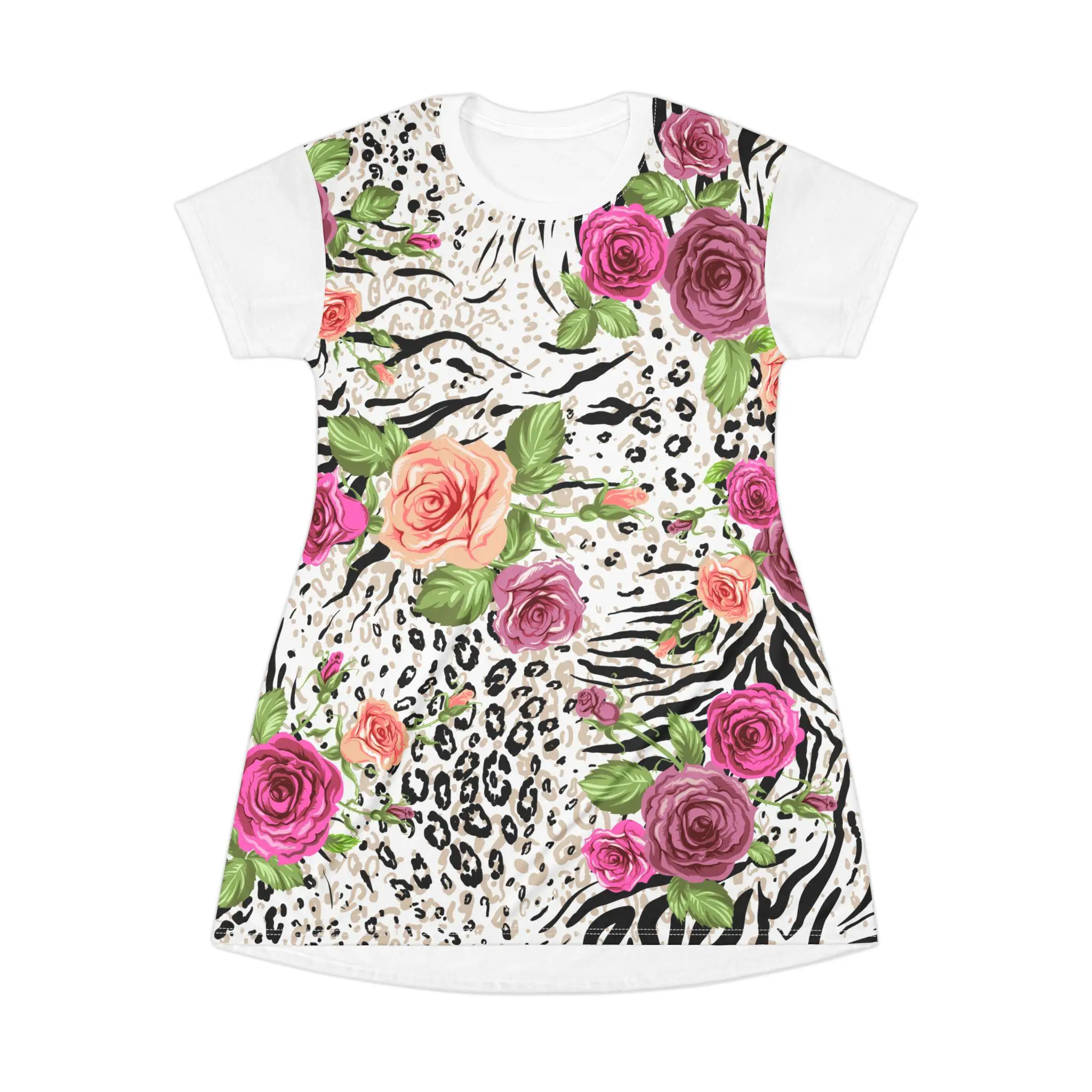 Robe t-shirt imprimé Animal Floral, tenue décontractée tendance, robe d'été, cadeau d'anniversaire pour femmes Y2k, vêtements surdimensionnés pour femmes