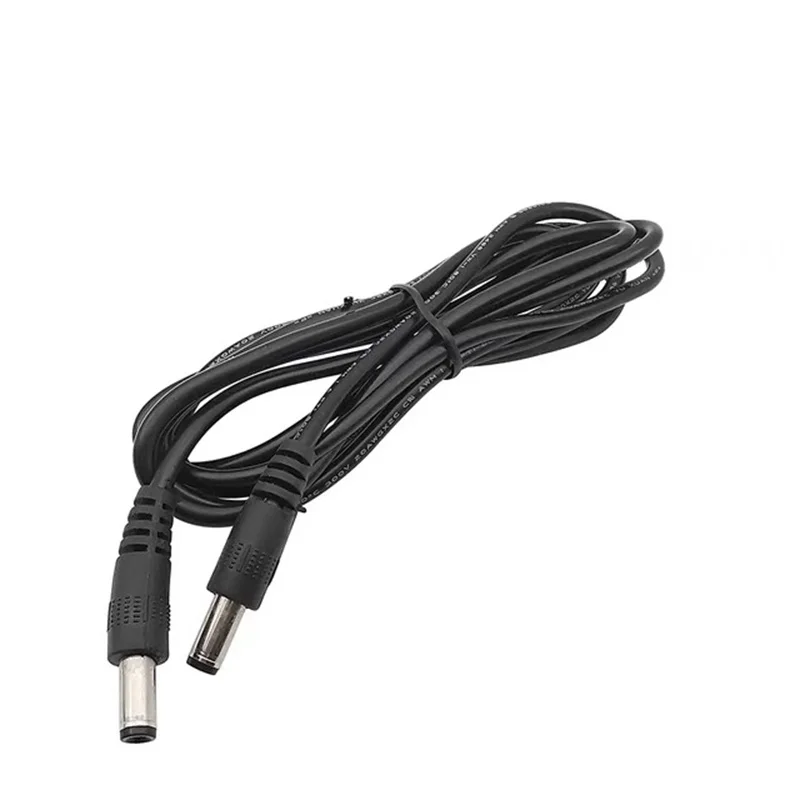 1Pcs Black DC Power Cable 5.5mm x 2.1mm Male to 5.5mm x 2.1mm Male Plug Connector Extension Cord for CCTV Security Camera