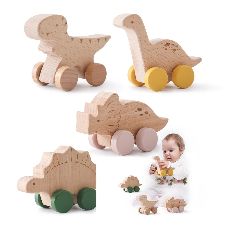 Montessori Houten Speelgoed Dinosaurus Auto Onderwijs Houten Blokken Baby Speelgoed Van 3 5 Jaar Zwart Walnoot Houten Auto Speelgoed Voor Kinderen