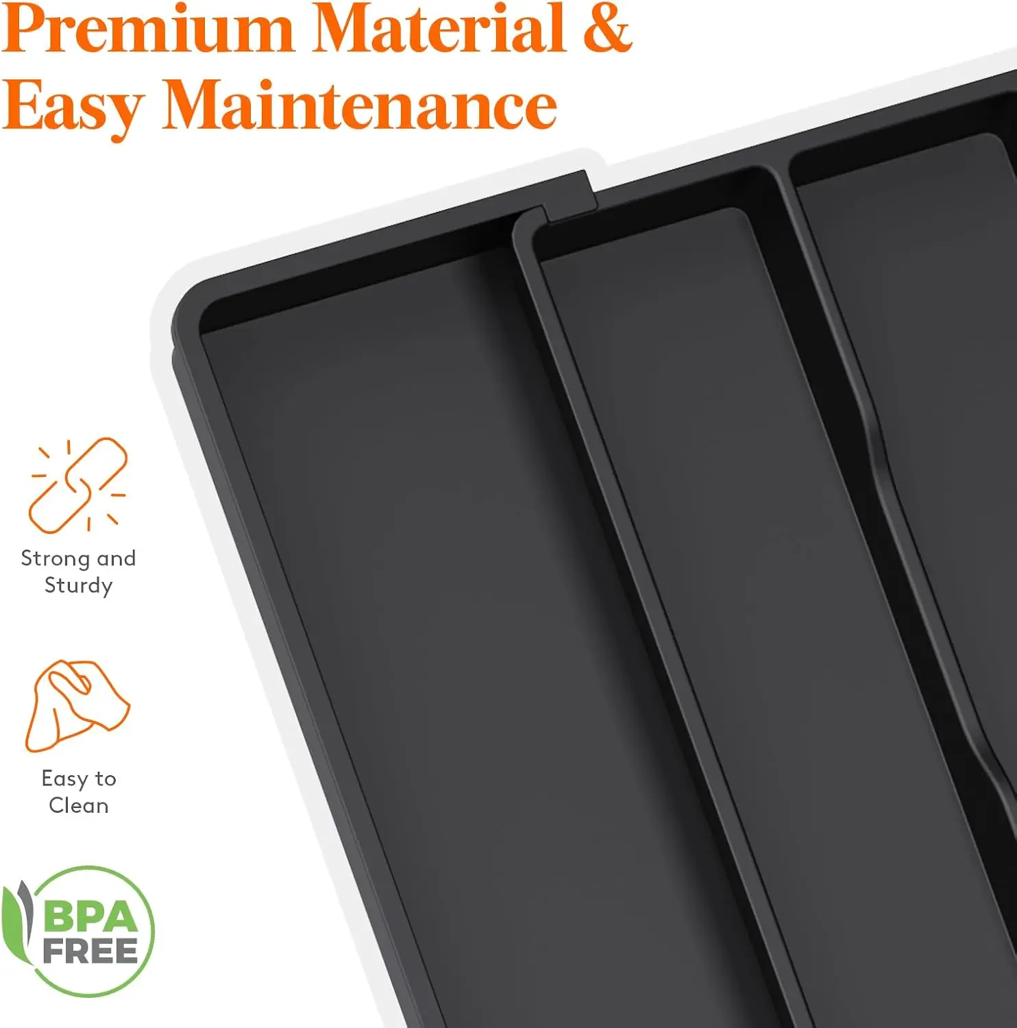 Utensil Organizer for Kitchen Drawers, Expandable from 13‘’ to 22.4'', 15'' Depth, Spatula Tools and Gadgets Storage